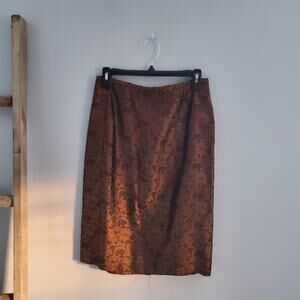 Maggy London Bronze Metallic Paisley Pencil Skirt 8